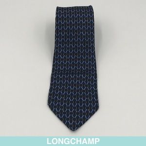 Auth Longchamp blue tie with circle print